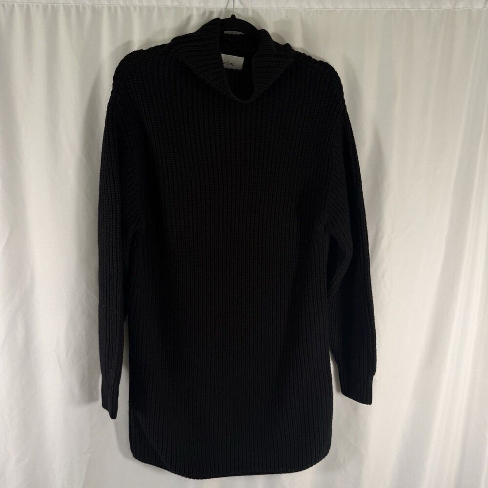 Wilfred Merino Wool Sweater Dress Women's XS Black Knit Turtleneck Pullover